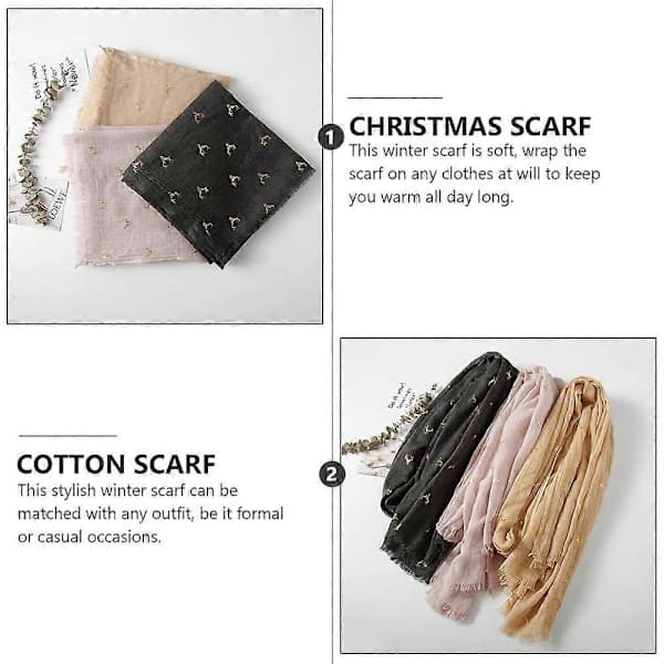 Beautiful Bronze Deer Pattern Warm Christmas Scarf Comfortable Winter Scarf []
