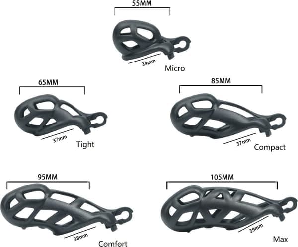 Male Lightweight 3D V2 Cobra Resin Chastity Cage Lock Device 4 Ring Belt[Extra-Small Size 70mm]