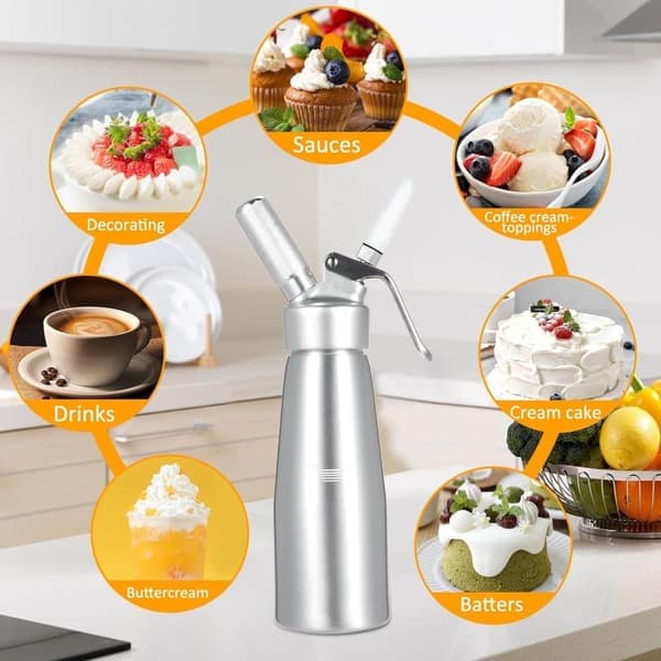 Flødedispenser/flødesifon i aluminium 500 ml til tilberedning af fløde, mousse