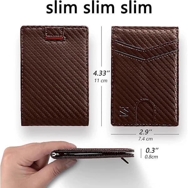 Men's Leather RFID Blocking Wallet Credit Card Holder Billfold Front Pocket Thin Wallet