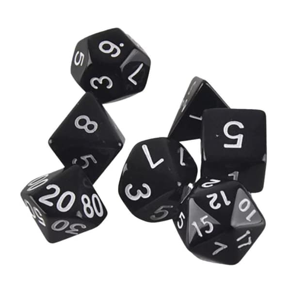 /QD/ 7-pack tärningar för Dungeons and Dragons (Svart)