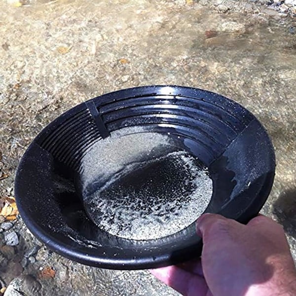QU/Sort plastguldpande, guldklumpbrydningspande, graveværktøj til alluvial guldudvinding manuel guldvaskning guldpande fabrik