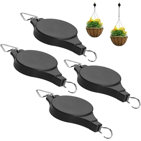 4-pack Svarta Infällbara Växtlyftar Blomkorgskrok Hängande Krukor Justerbara˜QD