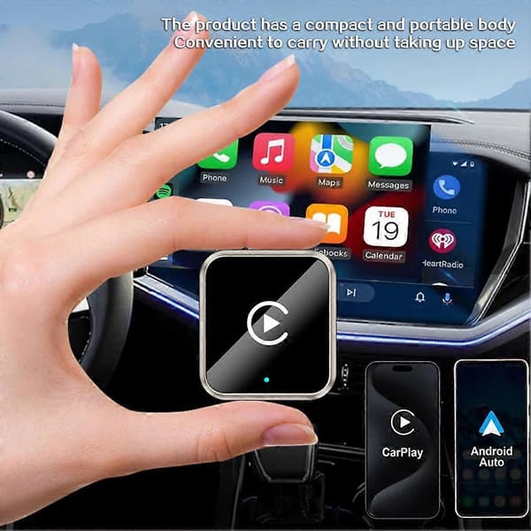 2025 Upgraded Wireless CarPlay Adapter for Android iPhone, Convert Wired to Wireless, Mini Car Connection USB Dongle AI Box Grey