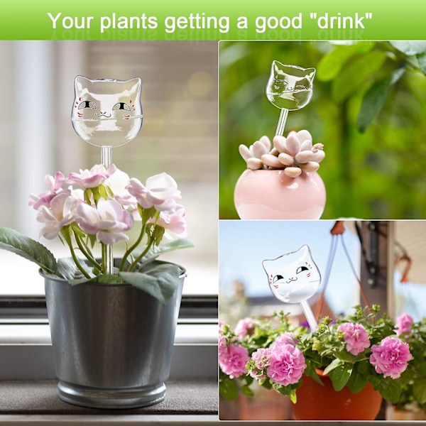 Vandingsanordninger til planter, 3 stk. selvvandende planteglas, gennemsigtige katteformede automatiske vandingskugler, plantevander_qq