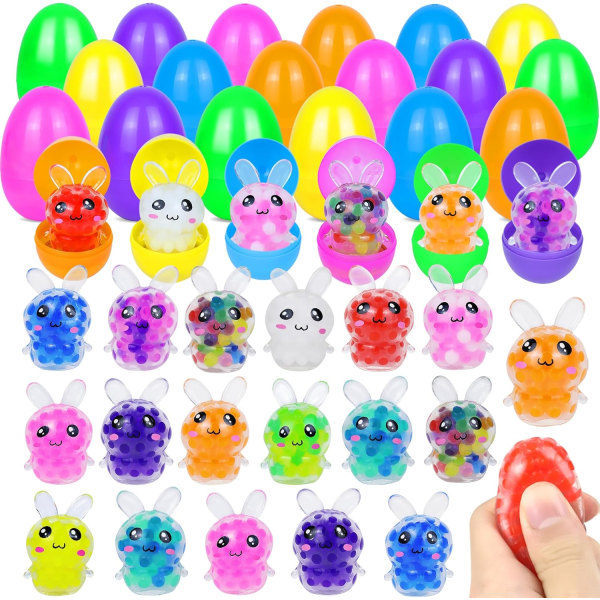 [QD] 24 st Påskägg med Squishy Leksaker Inuti, Förfyllda Påskkorg Leksaker för Småbarn