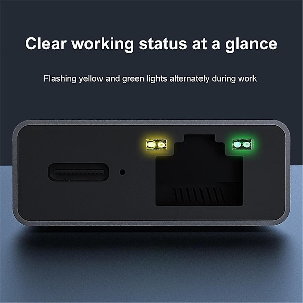 USB-C till Ethernet-adapter för TV 4K, Plug and Play, stödjer PD-laddning