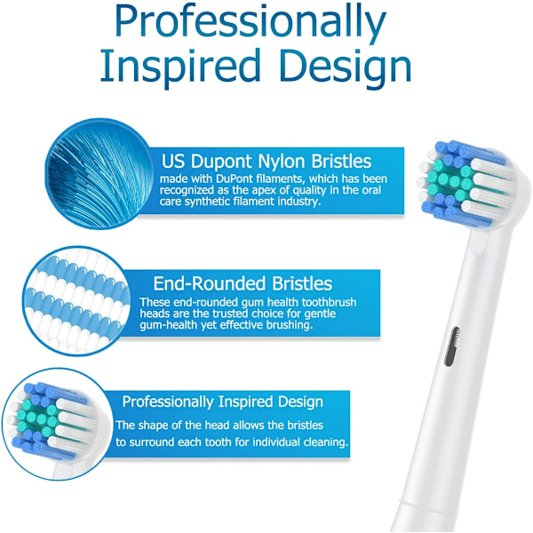 [QD] Tandborsthuvuden Kompatibla med Oral-B Braun Elektrisk Tandborste, Precision Ersättningstandborsthuvuden, Effektiv Rengöring - 8-pack
