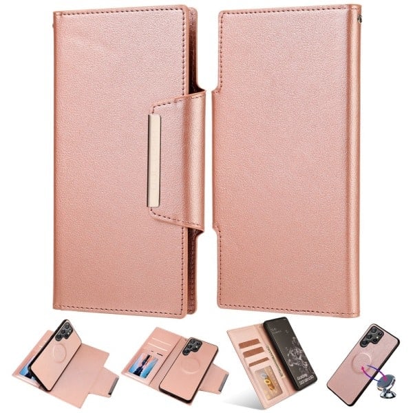 Samsung S23 Ultra DOLIZMA 2-i-1 Magnetisk Pung Etui - Rosaguld*QN