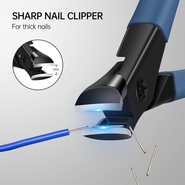 Nagelklippare för tjocka naglar Tångklippare för tjocka naglar Bred käft Nagelklippare för män och kvinnor, Blå