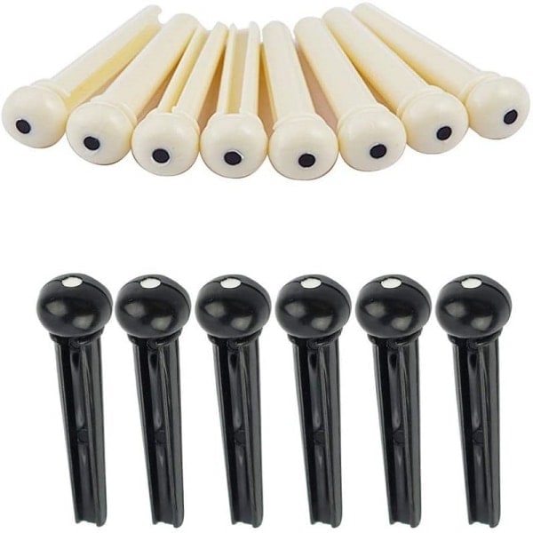 \"QD\" Set med 24 stämningsstift för akustisk gitarr, inklusive 1 stämningsstiftsdragare, elfenben och svart