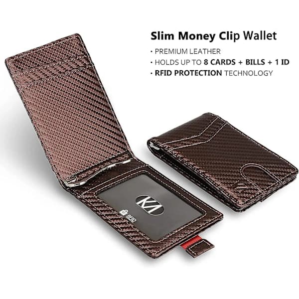Men's Leather RFID Blocking Wallet Credit Card Holder Billfold Front Pocket Thin Wallet