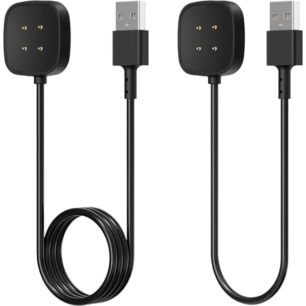 2-pack laddningskablar för Fitbit Sense/Sense 2 och Versa 4/Versa 3 smartklockor