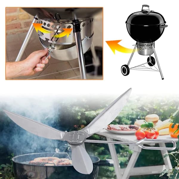 22,5 tommer One Touch rengøringssystem-sæt i rustfrit stål reservedele til Weber Kettle kulgrill sølv