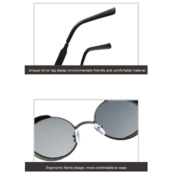 [QD] Runde Solbriller Mode Cirkel Ozzy Hippie Briller Guldramme Rosa Linser Gold Frame Pink Lenses 3 Pak