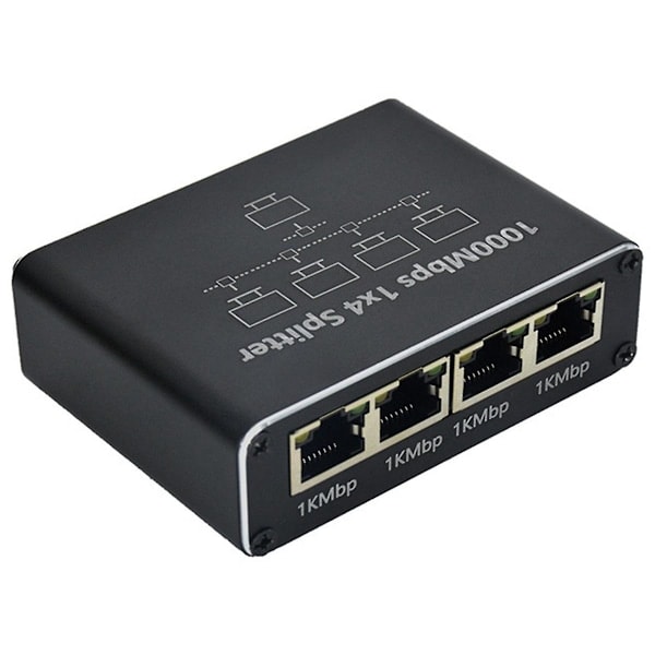 Gigabit Nettverksdeler 1-Til-4 Nettverkskabeldeler RJ45 Nettverksport Ethernet-deler Egnet