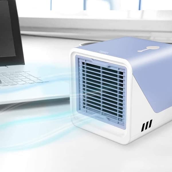 Bordventilator, Mini Luftkøler med 3 Hastigheder & Timer, Ventilator med Luftfugter til Hjemmet/Kontoret/Bilen