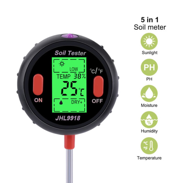 \"QD\" Jordtester Multifunksjon Stor Skjerm Elektronisk Digital Display Jordfuktighet PH Temperatur I