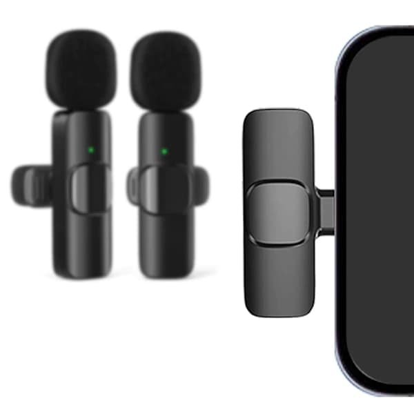 2-pak - Lavalier mikrofon til mobil - Trådløs - USB-C