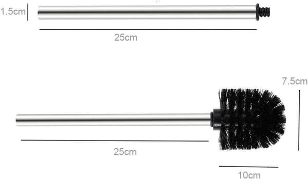 Universal Toiletbørste i rustfrit stål, 2-pak, med gevindforbindelse, uden base, 34 cm