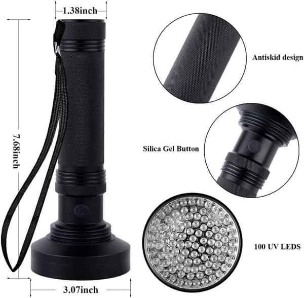 UV lommelygte med 100 LED - stor