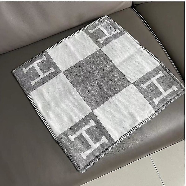 QD-45x45cm H-format Ullkashmir Putetrekk for Køyeseng, Sofa, Fly Grå