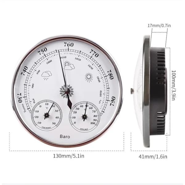 Barometer vejrstation med barometer og hygrometer termometer 3 i 1, 1 stk