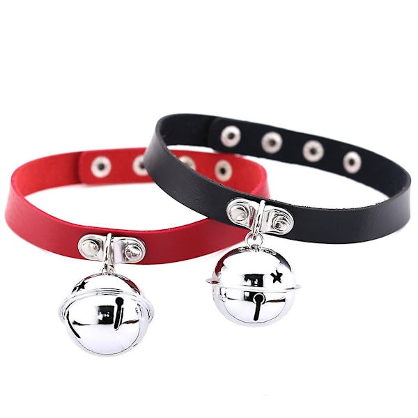 Gotisk Choker Justerbar Stor Klocka Choker Piga Krage Ring PU Läder Halsband