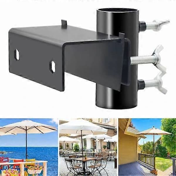 Balkonparasolholder Metal Justerbar Pladsbesparende Rækværksmontering til Terrasse Have Dæk Balkon Sort black