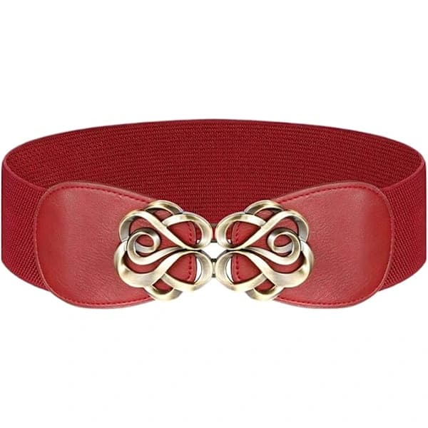 Elastisk vintagebelte for damekjoler, bredt midjebelte RØDT 60*6cm
