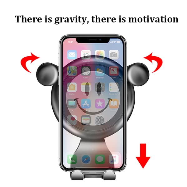 QD-Gravity Bil Luftventil Beslag Universal Smiley Face Holder til Telefon ABS Red