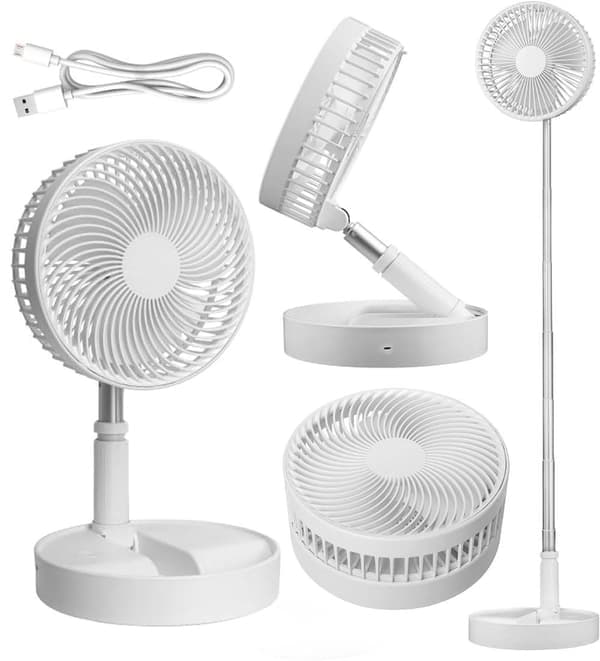Foldable Floor Fan / Table Fan - Adjustable Design with 7200mAh Battery, Wireless & Versatile Use