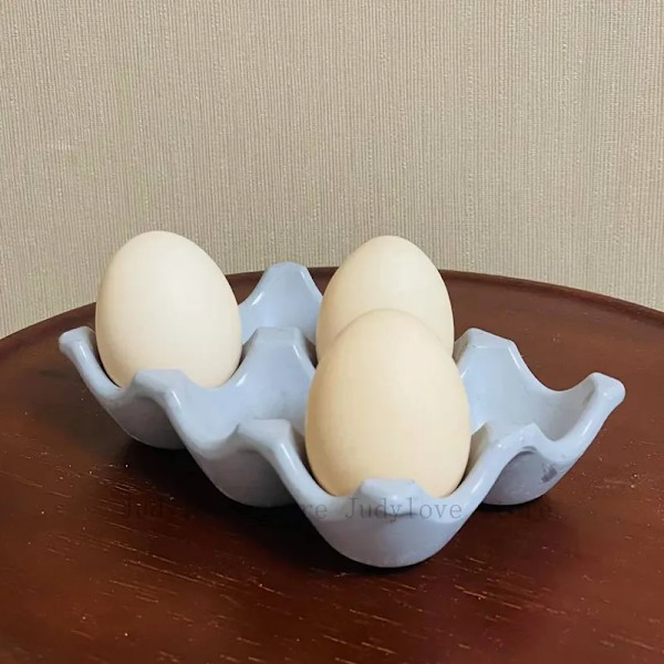 QU.3D Egg Stil Telysholder Silikonformer Lysestake Blomsterpotte Betongform Eggeskallbrett Gipsform DIY Sement Eggbrett