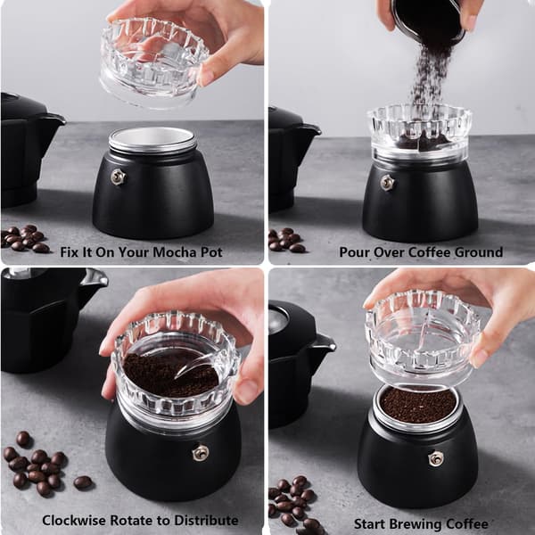 Doseringstratt och kaffedispenser för mokabryggare - 2-i-1 doseringstratt - Snabb dosering och komprimering (Stor storlek 8,4*8,4*3,9cm)