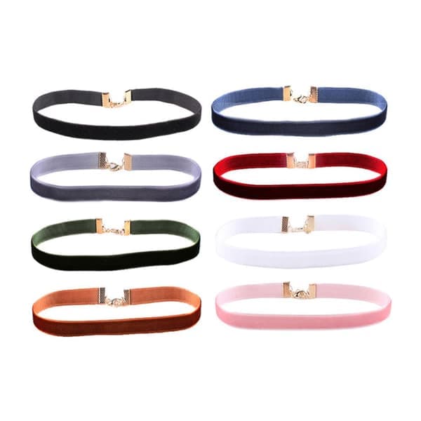 8-pack Trendiga Choker Halsband Sammetstyg Velvet