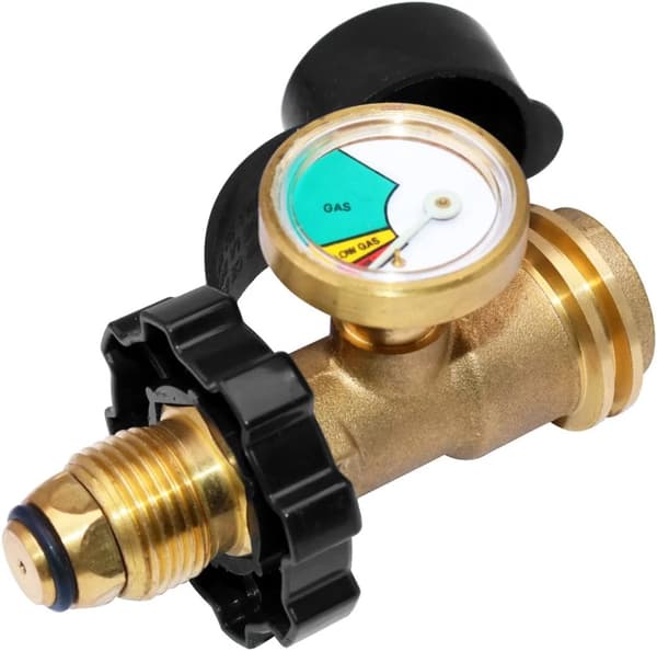 Propantankadapter med måler, POL til QCC1 Type 1-konverter til LP-serviceventil, universel pasform