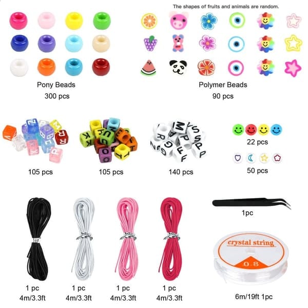 \"QD\" Armbåndsfremstillingssæt, perler til armbåndsfremstilling af ponyperler Polyme