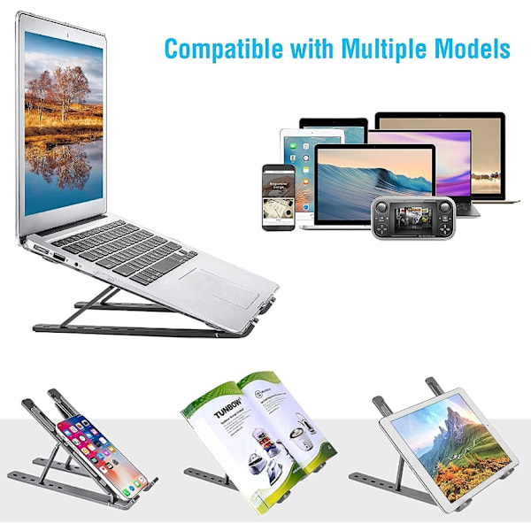 Justerbart Laptopstativ i Aluminium - Ergonomisk & Portabel Silver Silver