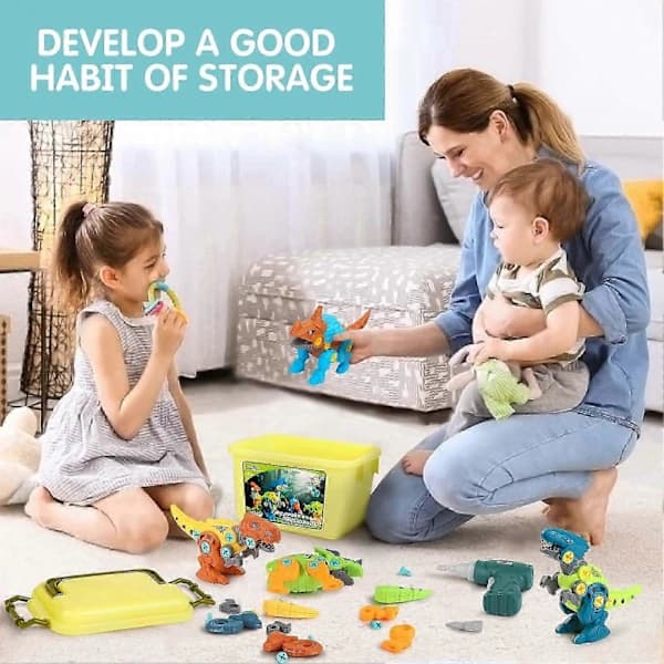 Dinosaur Building Kit for Kids 6-12 Years, Includes Storage Box & Electric Drill, DIY Educational Gift