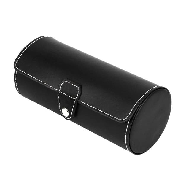 Rund Klockförvaring, Konstläder - Svart