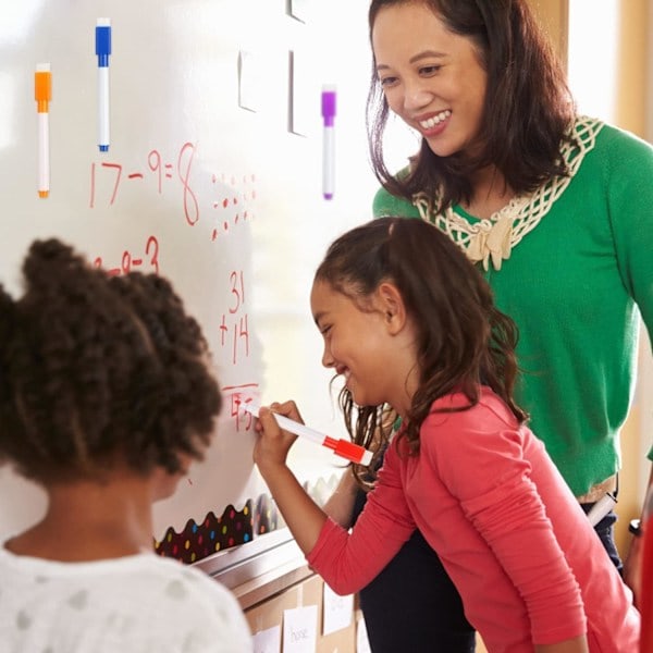 [QD] Whiteboard Markers/Pens and Eraser Set for Kids, 9 Pieces, Fine Tip, Colour