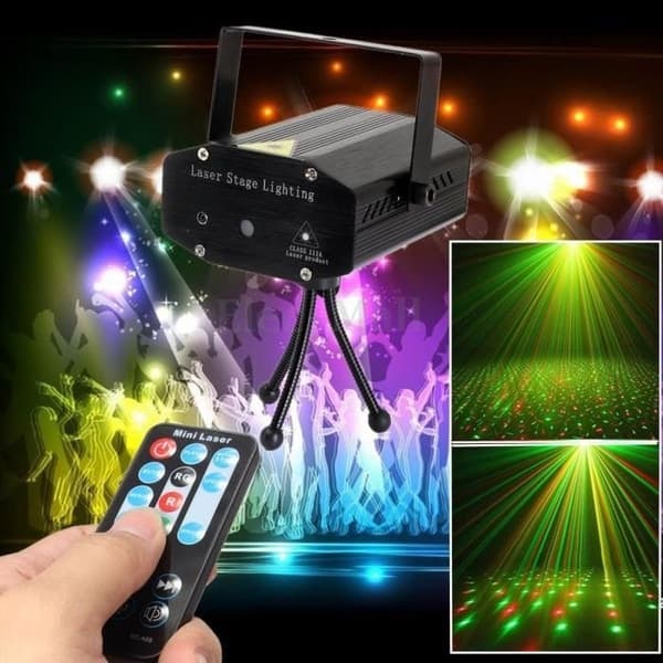 /QD/Mini Laser DJ-belysning 100mw Party Light Spel R&amp;G Projektor Fjärrkontroll