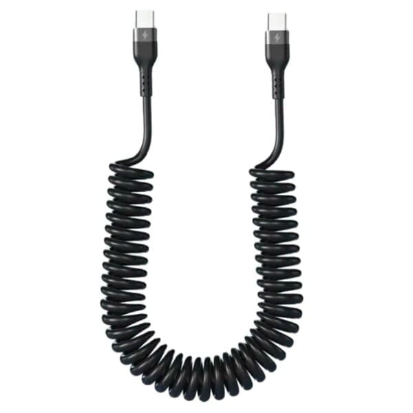 USB-C Spiralkabel med Power Delivery PD 66W 1,5m Sort_qq