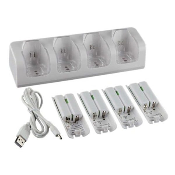 4 stk 2800mAh Oppladbare Batterier og Ladestasjon for Wii-fjernkontroll Switch-tilbehør