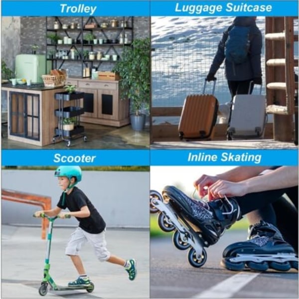 QQU-60X18Mm Matkalaukun Vaihtopyörät, 2 Pakkaus PU Kääntyviä Pyöriä Ruuveilla ja Aluslevyillä Trolley-laatikkoon