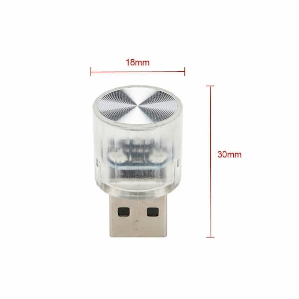 1x minilampe pære tilbehør USB LED bilinteriør Neon Atmosphere Ambient Light, hvit