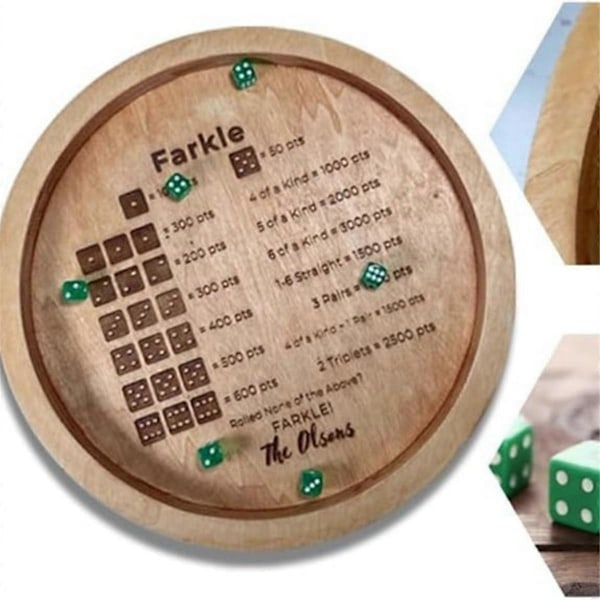 \"QD\" Puinen noppatarjotin Farkle Classic Dice Game -peliin, Farkle-noppatarjotin, Farkle Classic Dice Game, Noppatarjotin