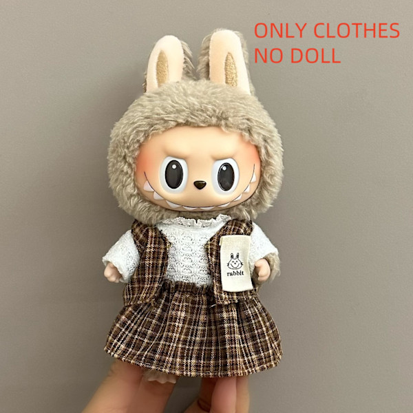 ONLY CLOTHES Söt V1 V2 LABUBU Blind Box Hänge Docka DIY Klä upp Kostym Litet Monster Haklapp Byxor Babykläder Från LBB-62