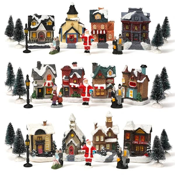 10 stk Lys Julelandsby LED Miniatyr Julegavepynt Statyetttilbehør B