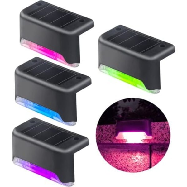 #QD# Solcellsdrivna stängsellampor, 4-pack LED-färgsensor solcellslampor, pooldekorationslampor, trappljus, gårdsbelysning